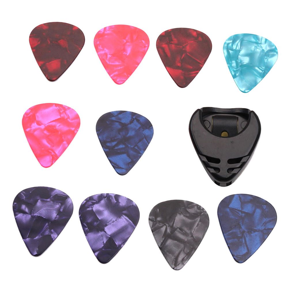 Guitar Pick Holder Case With 10 Pcs 0.46mm Colorful Guitar Picks Kit