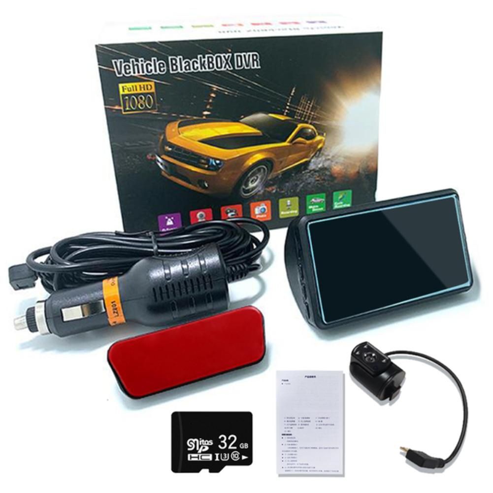 Dual Lens Car Video Recorder Hd 1080p Dash Cam 3.0 Inch Ips