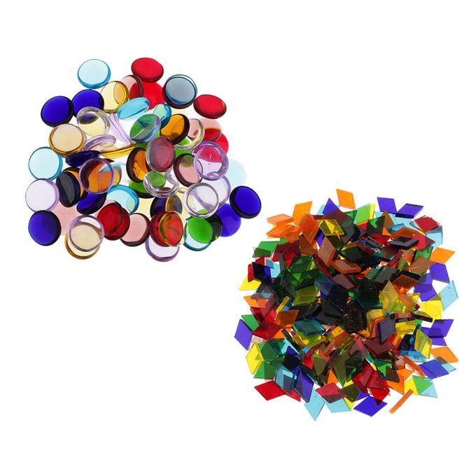 260g Round Rhombus Shape Clear Glass Mosaic Tiles Pieces For Home