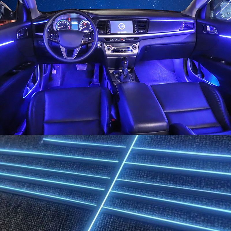 6In1 LED Car Ambient Light RBG 64 Color Interior Acrylic Strip Backlight Guide Decoration