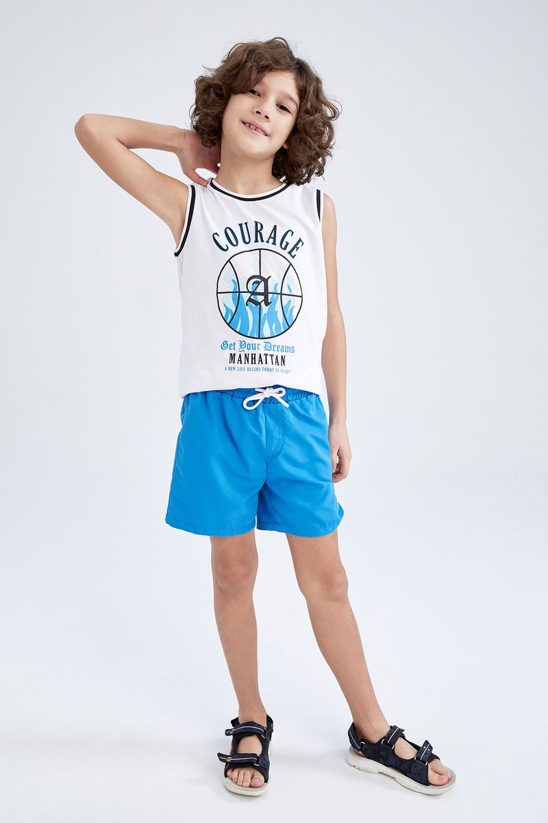Boy Regular Fit Woven Swimming Short - Blue
