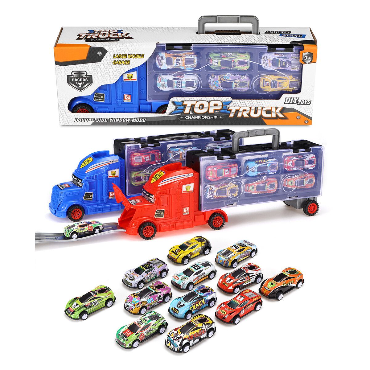 6/12pcs Vehicle Set Pull Back Car Toys For Boys Kids Child Party Education Favors Toy Christmas Gift Set Red+12car