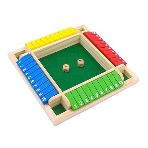 Wood Four Sided 10 Numbers Board Game Set Dice Table