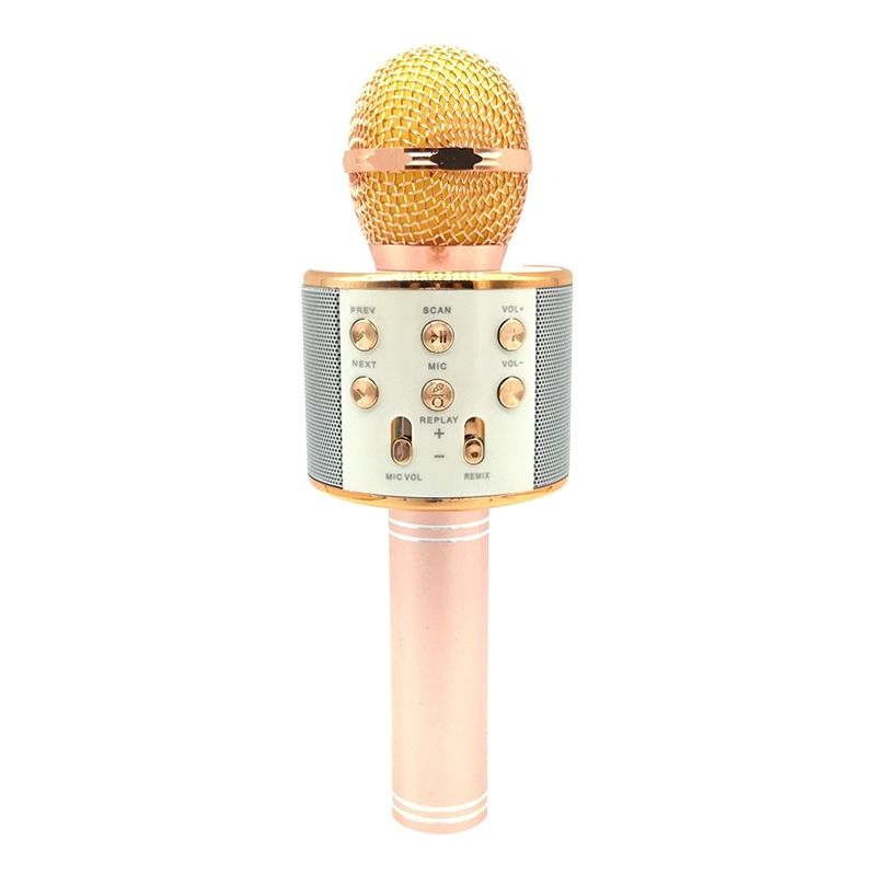 WS-858 Metal High Sound Quality Handheld KTV Karaoke Recording Bluetooth Wireless Microphone, For Notebook, PC, Speaker, Headphone, IPad, IPhone, Galaxy, Huawei, Xiaomi, LG, HTC And Other Smart Phones(Rose Gold)