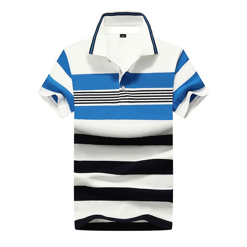 Men's Cotton Short Sleeve POLO(BlueStripe)