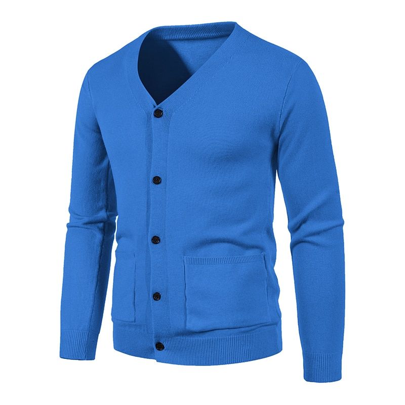 New Mens Fashion Cardigan Ons Casual  Knit Sweater Solid Color Pockets Warm