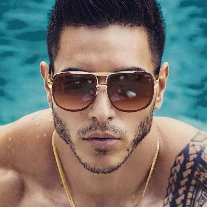 Vintage Men Shades Sunglasses Designer Sun Glasses UV400 Protection-Brown