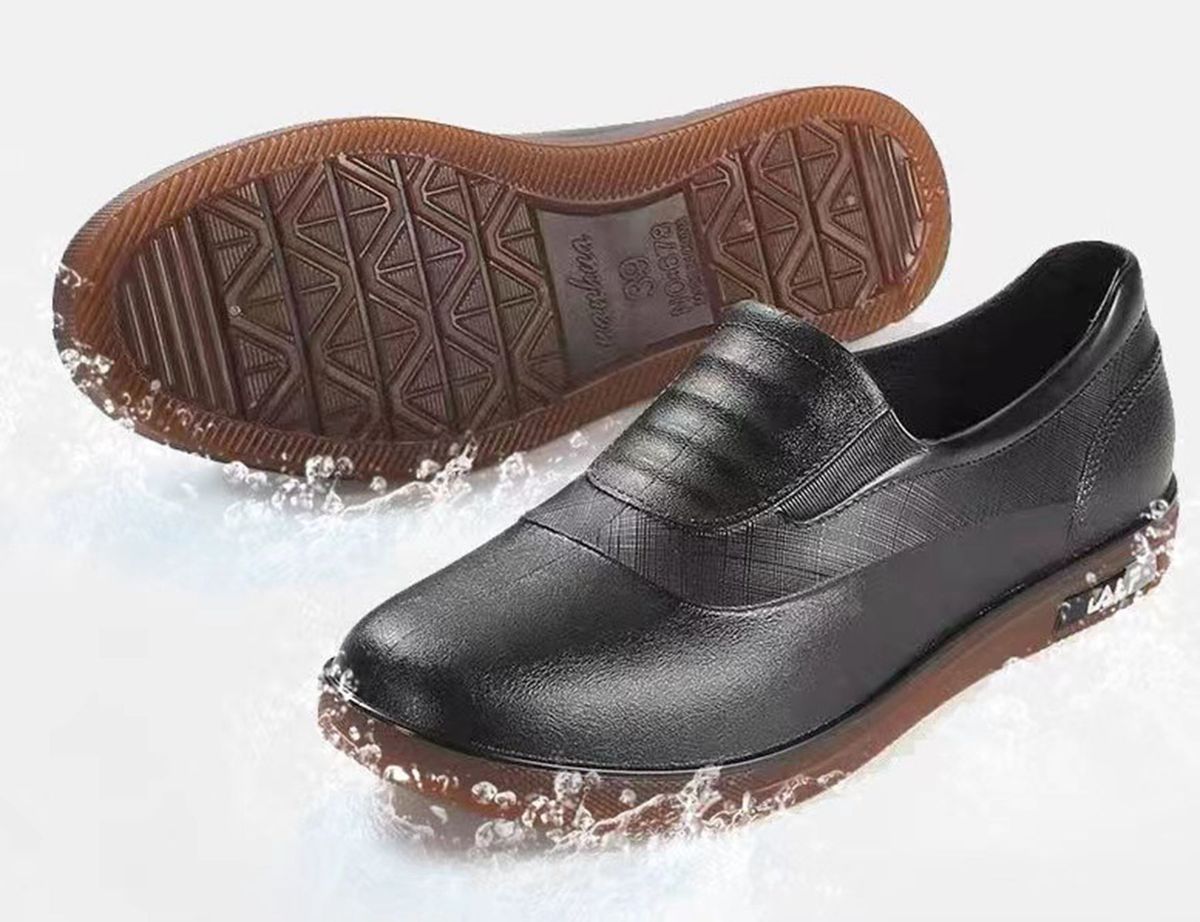 Men's Shallow Rain Boots Slip Waterproof Rubber Shoes-Black