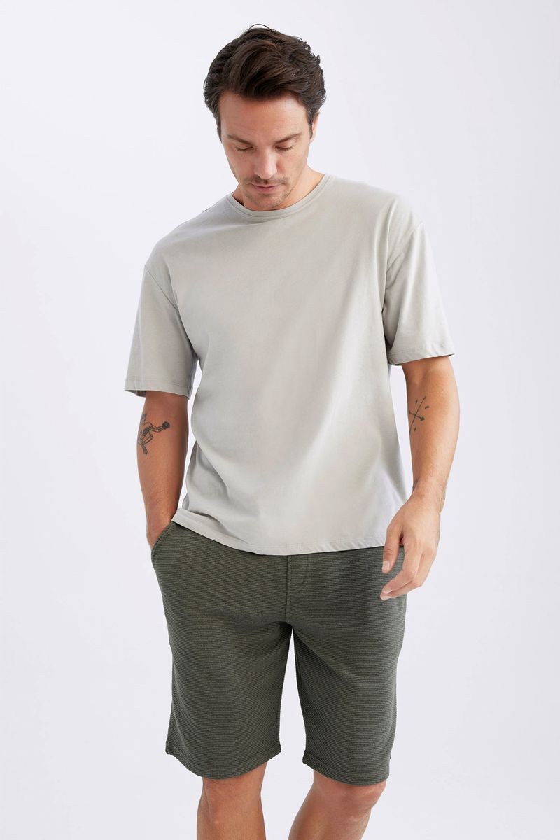 Man Regular Fit Knitted Short - Khaki