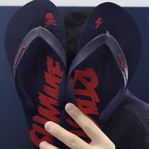 Unisex Antislip Beach Rubber Slippers/Flip-flops - Navy Blue