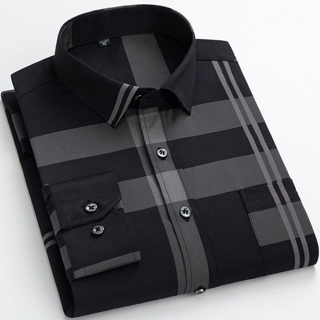 Holiday Style Casual Long Sleeve Print Shirts Single Patch Pocket Standard-fit Comfortable Soft Thin Men's Fashion Shirt CX-9501-1