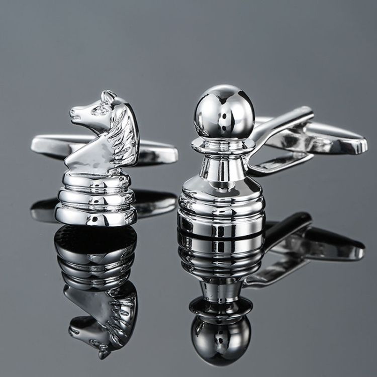 2 Pairs Shirts Enamel Lacquered Cufflinks, Color: Silver Che