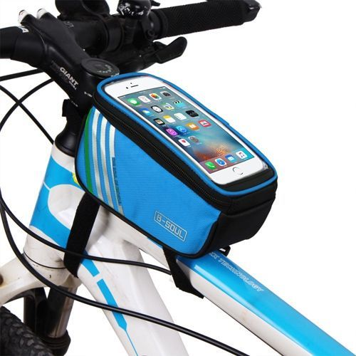 Bicycle Mobile Phone Pouch 5.7 Inch Touch Screen Top Frame Tube Storage Bag Cycling MTB Road Bike Bycicle Bags(#Blue)