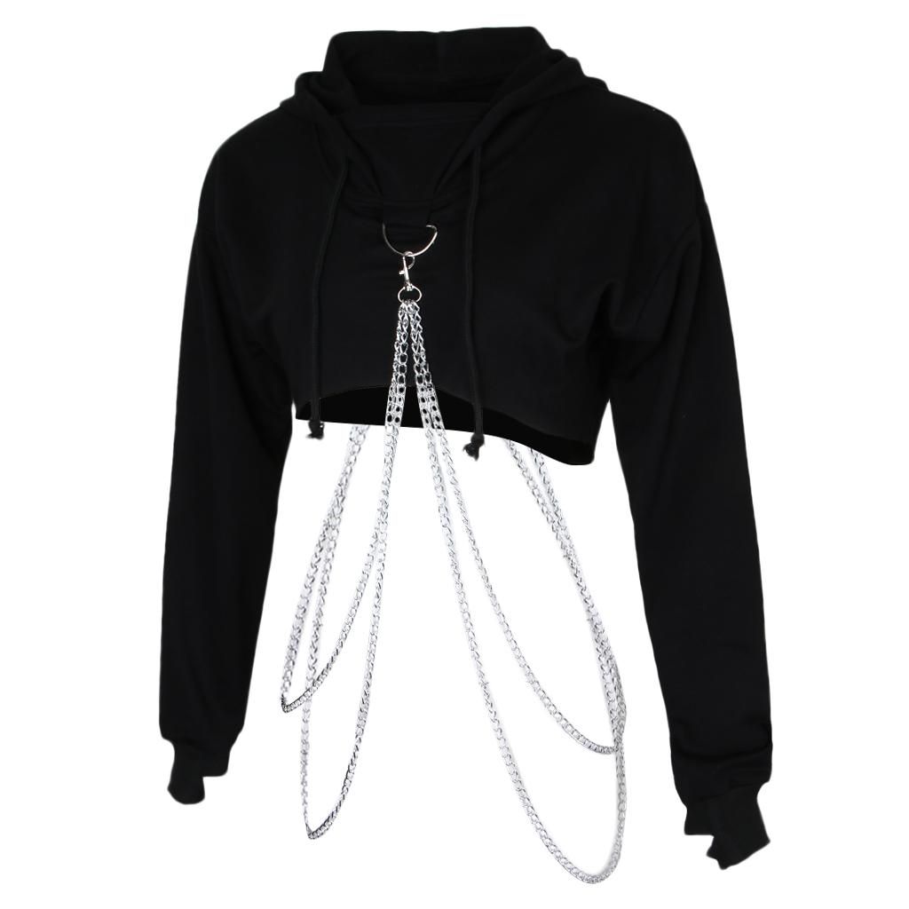 Women's Etal Chain Long Sleeve Pullover Hoodie Hooded Sweatshirt M