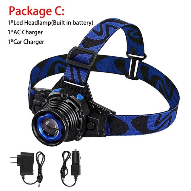 ZK30 Waterproof Headlamp Head Lights Fishing Lights Forehead Head Headlights Torch Hunting Head