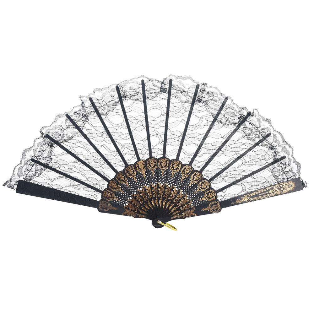 Folding New Chinese 1PC Dance Solid Wedding Hand Decor Style Lace Party Hand Held Folding Fan Held Fan C522 Color