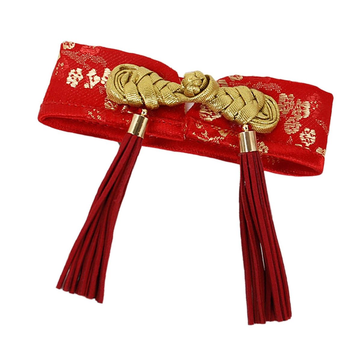 Cute Pet Collar Cat Bow Tie Chinese Tang Puppy Clothing Party Red