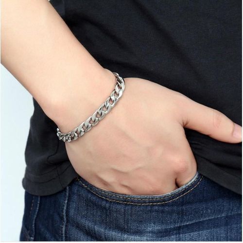 Men's Cuban Silver Hand Chain Bracelet Stainless Steel