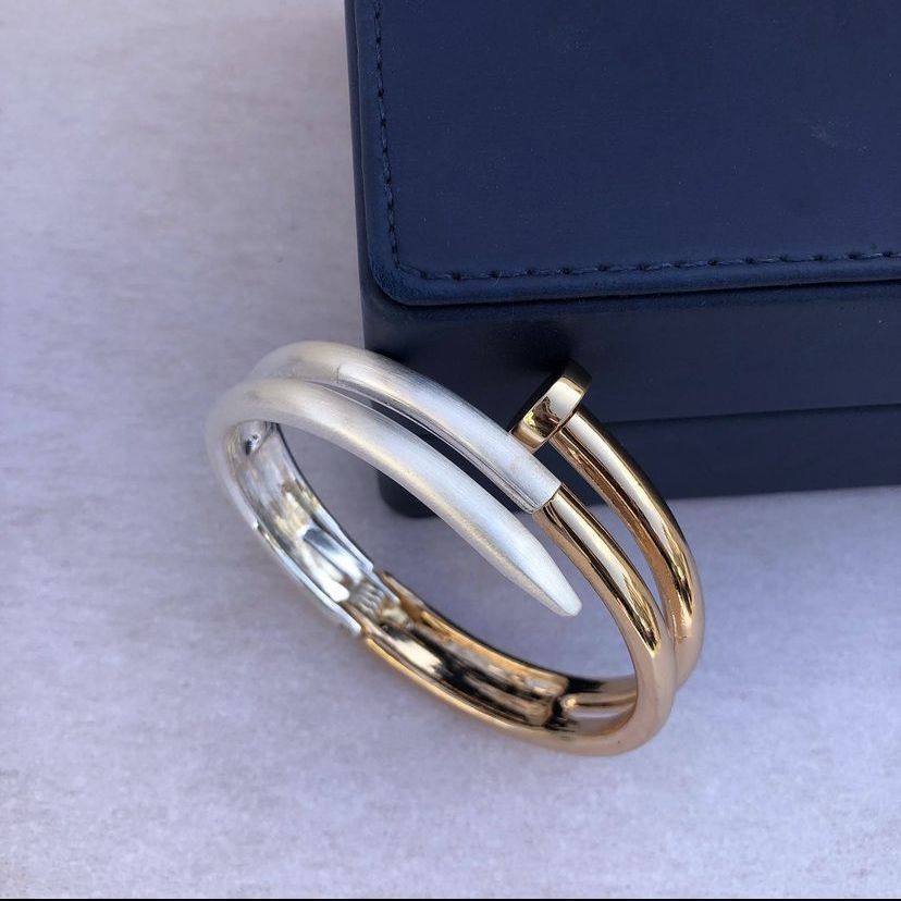 Hand Cuff White And Gold Bracelet Men Women
