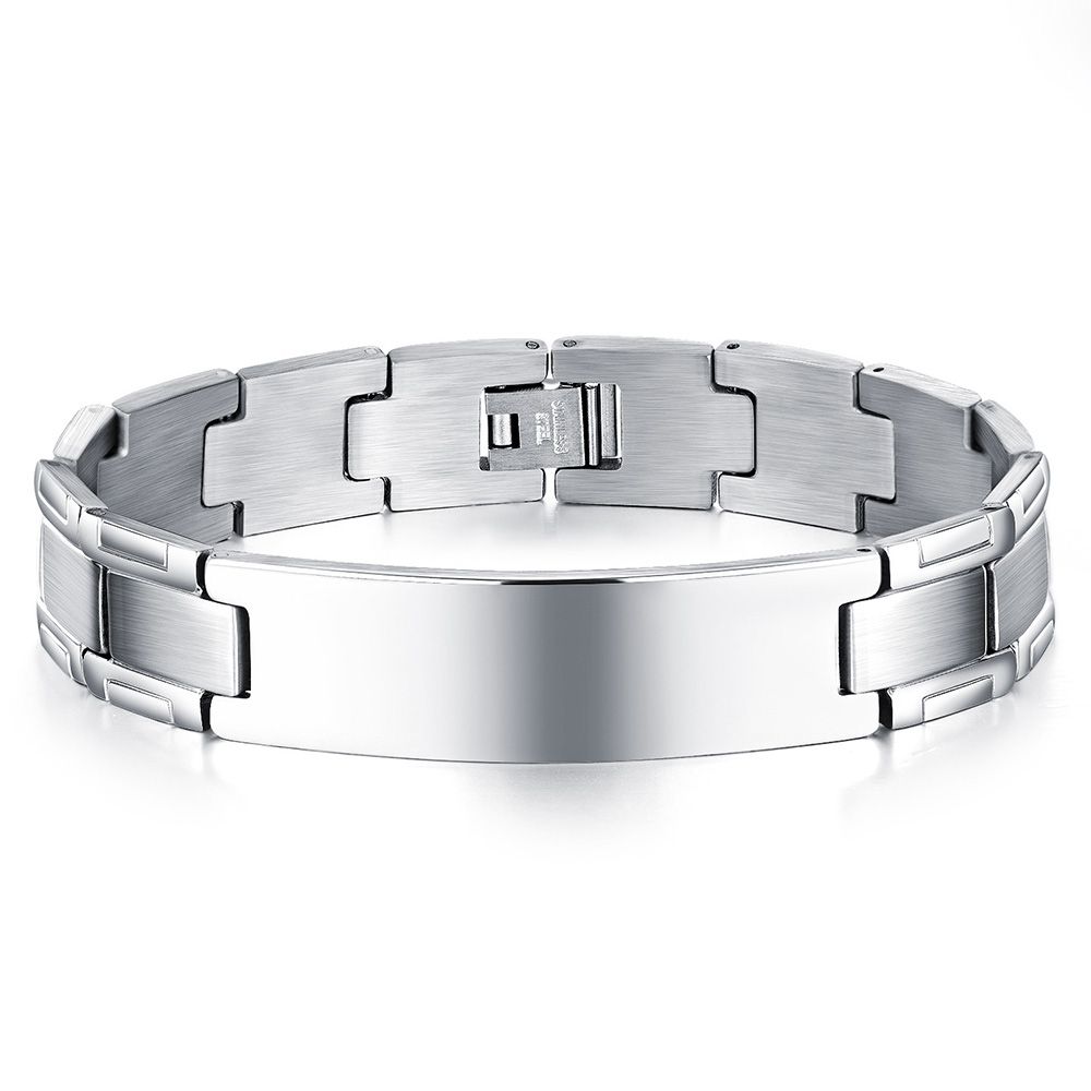 Smooth Men's Stainless Steel Hand Jewelry Bracelet Adjustable Watch Type Chain