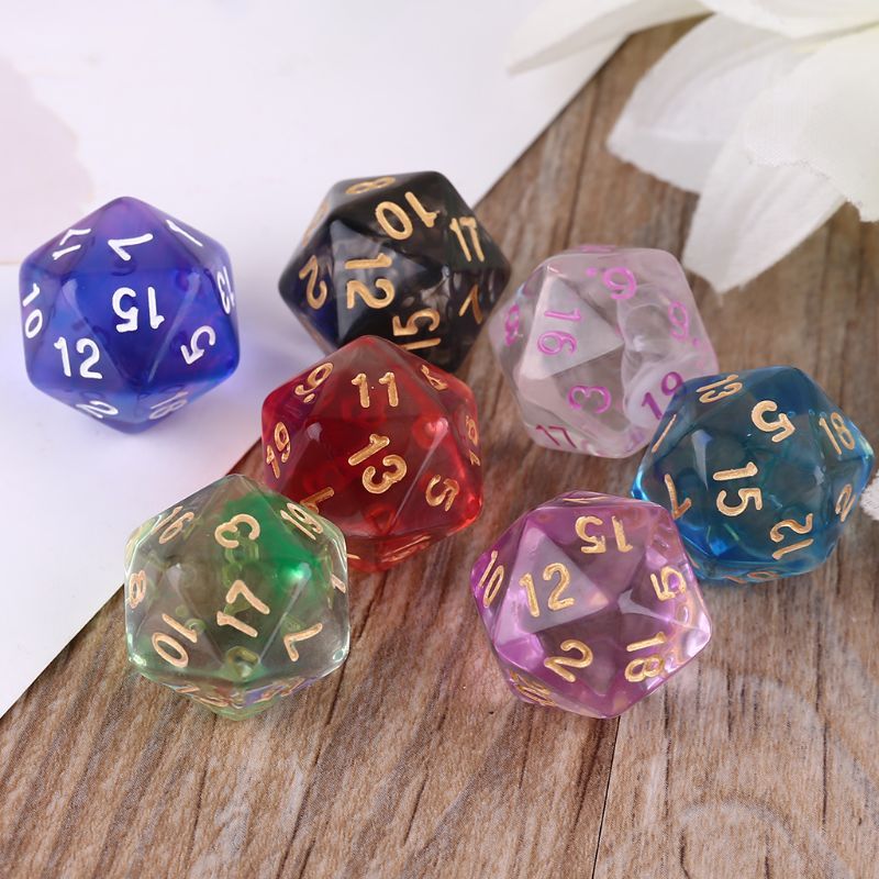 7pcs D20 Polyhedral 20 Sided Dice Numbers Dials Table Board