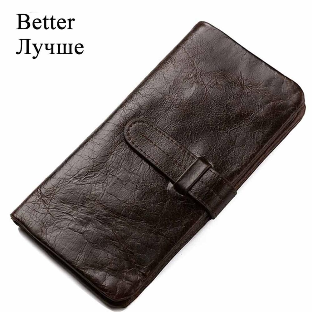 Genuine Leather Wallet Men Soft Skin Coin Pocket Purse Long Female Purse Trendy Retro High Capacity Zipper Men's Wallet 003B Color Long Better JIE