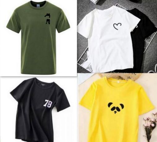5 POCKET (78 2-LOVE BEAR CAT)  Tee Round Neck MEN/Women- WHITE OLIVE GREEN BLACK YELLOW