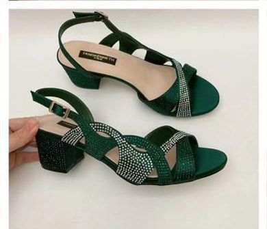 Gorgeous Block Heel Ladies Sandals-Green