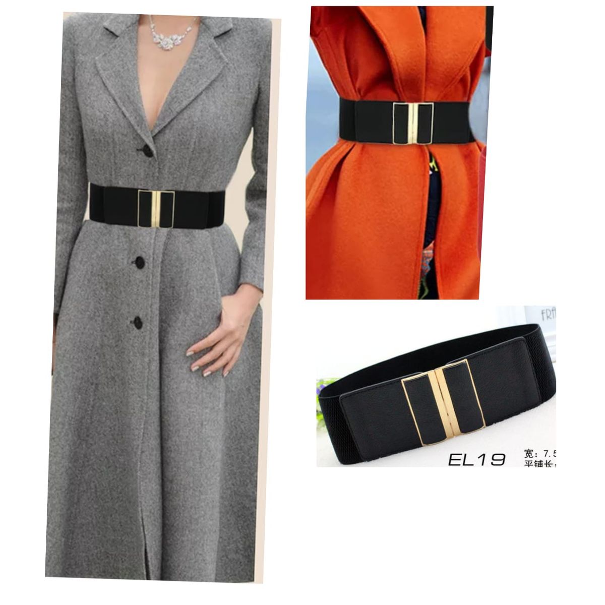 Classic Elastic Unique Design Waist Belt Black