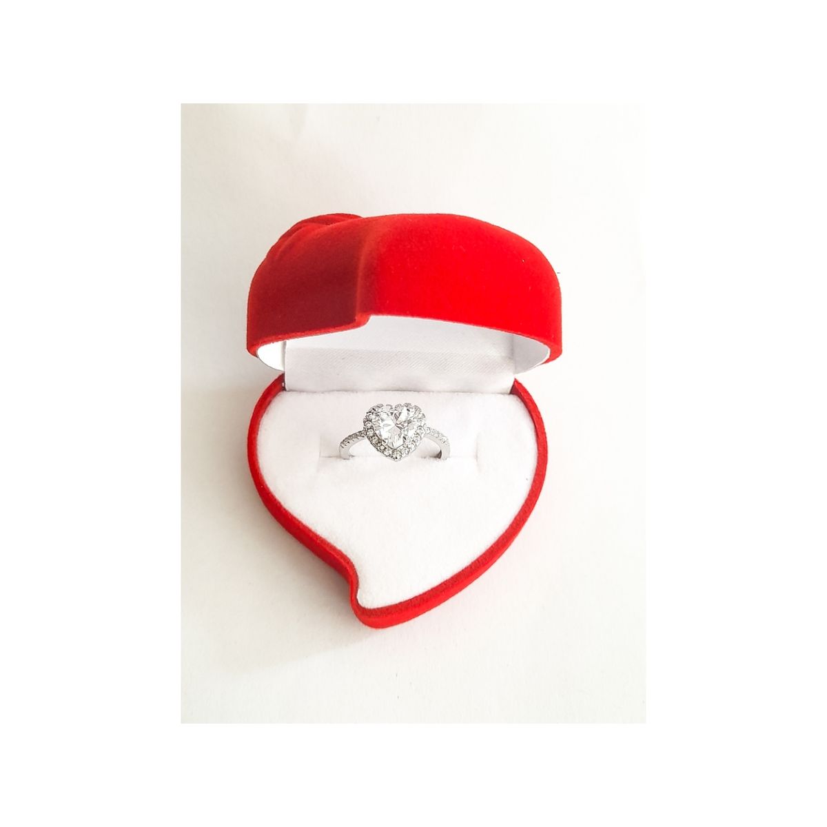 Adjustable Luxury Love Diamond Engagement Proposal Ring With Red Ring Case