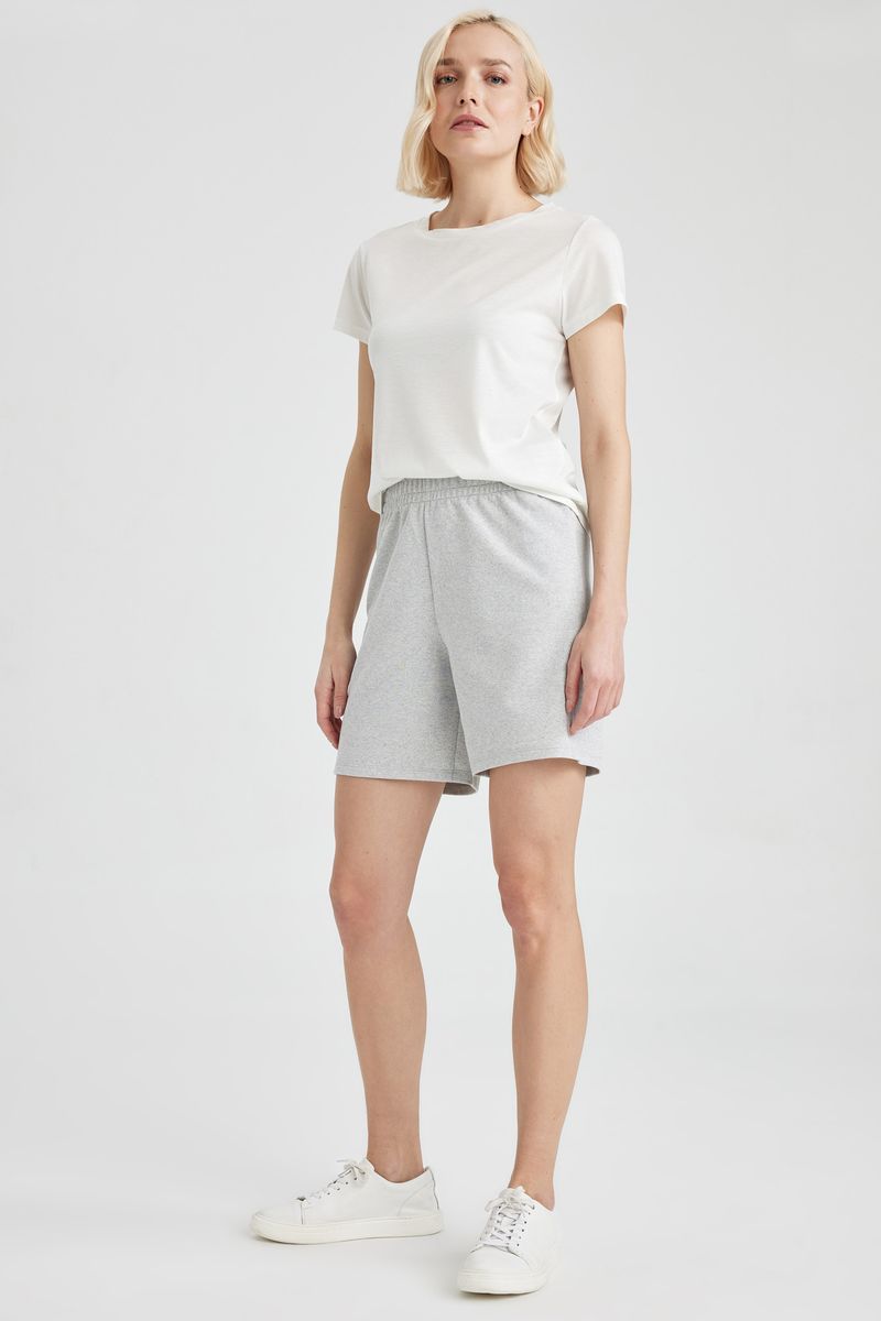 Woman Regular Fit Knitted Bermuda - Grey