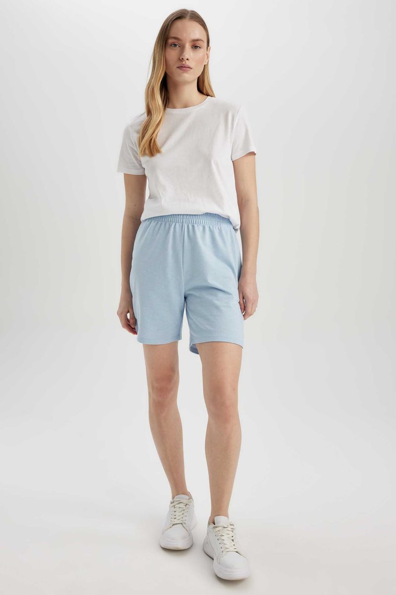 Woman Regular Fit Knitted Bermuda - Blue