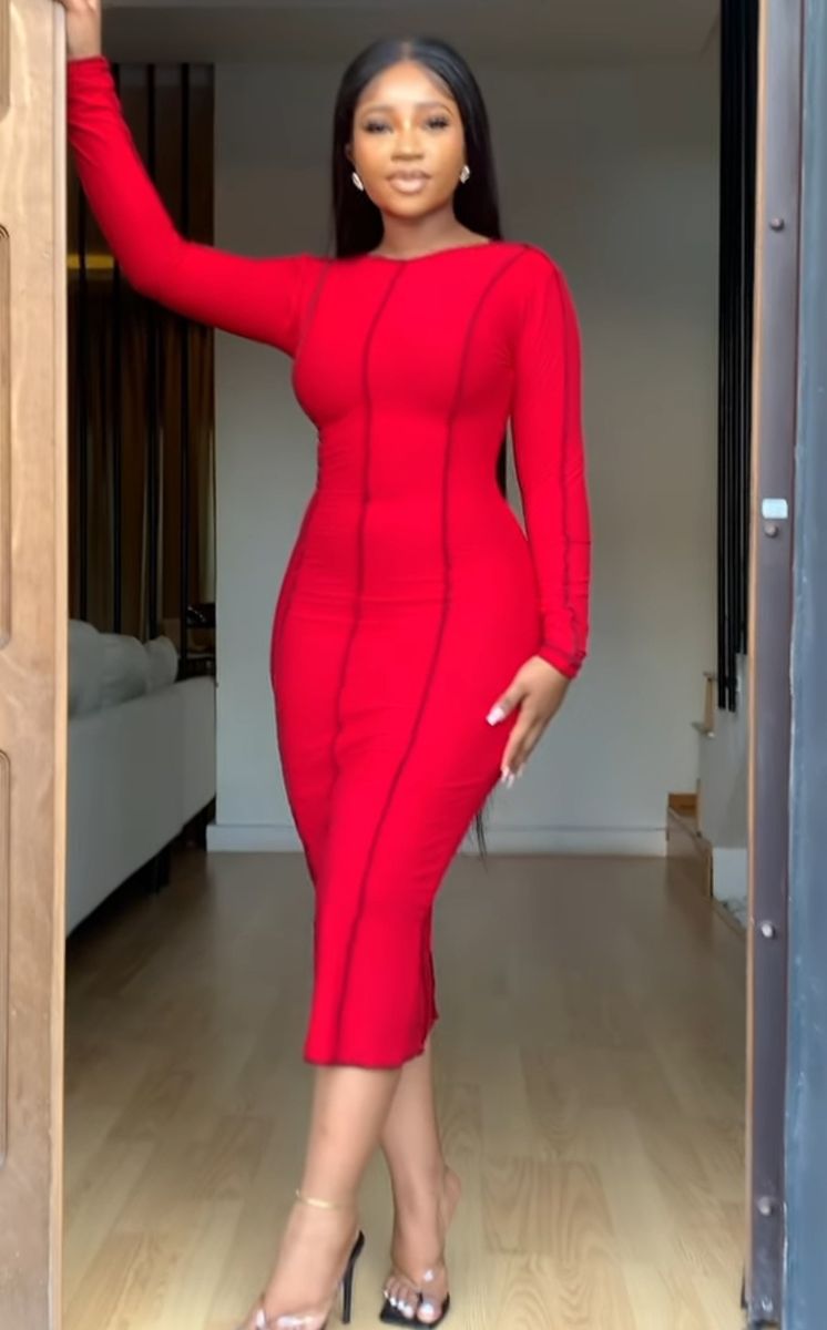 Red Fitted Classy Dress
