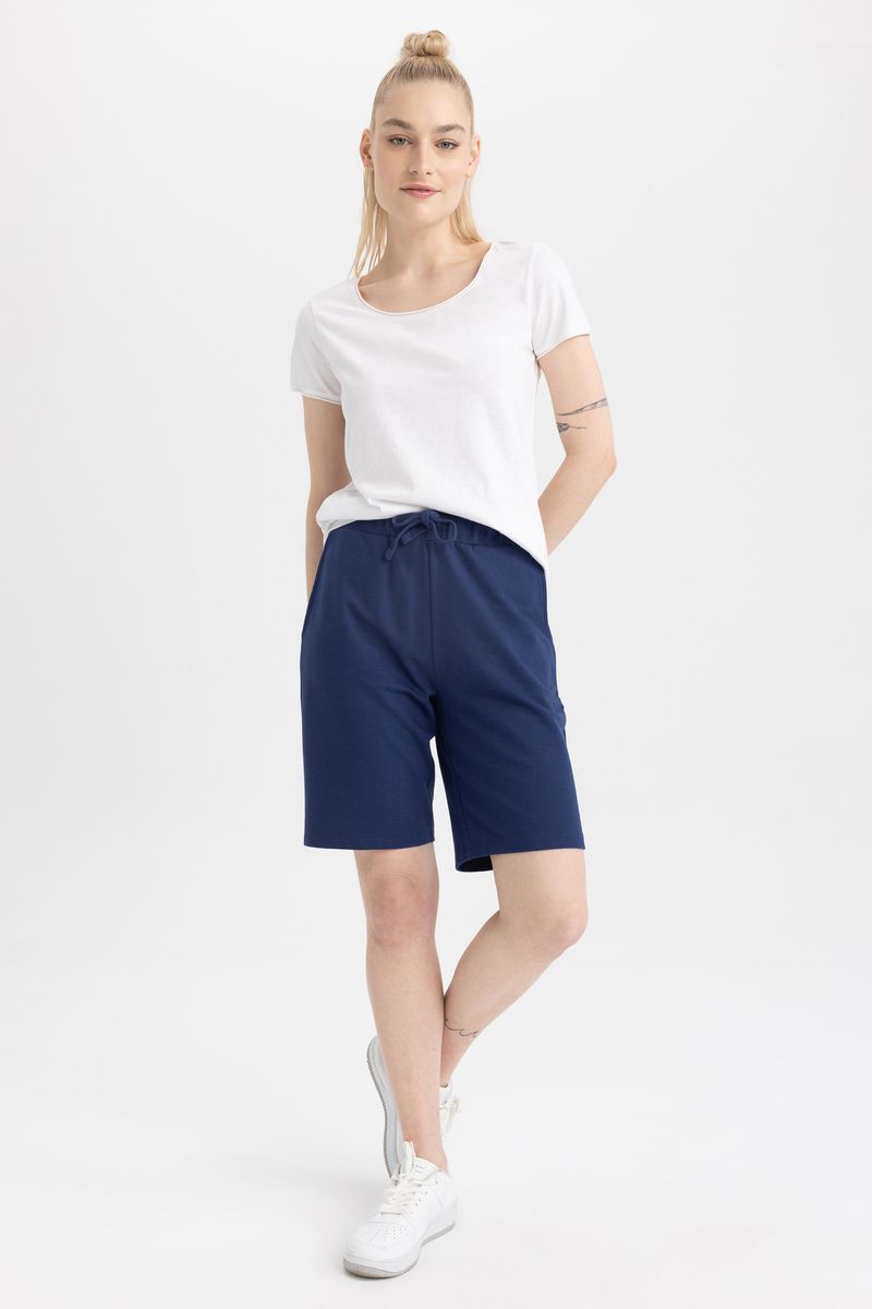 Woman Regular Fit Knitted Bermuda - Navy