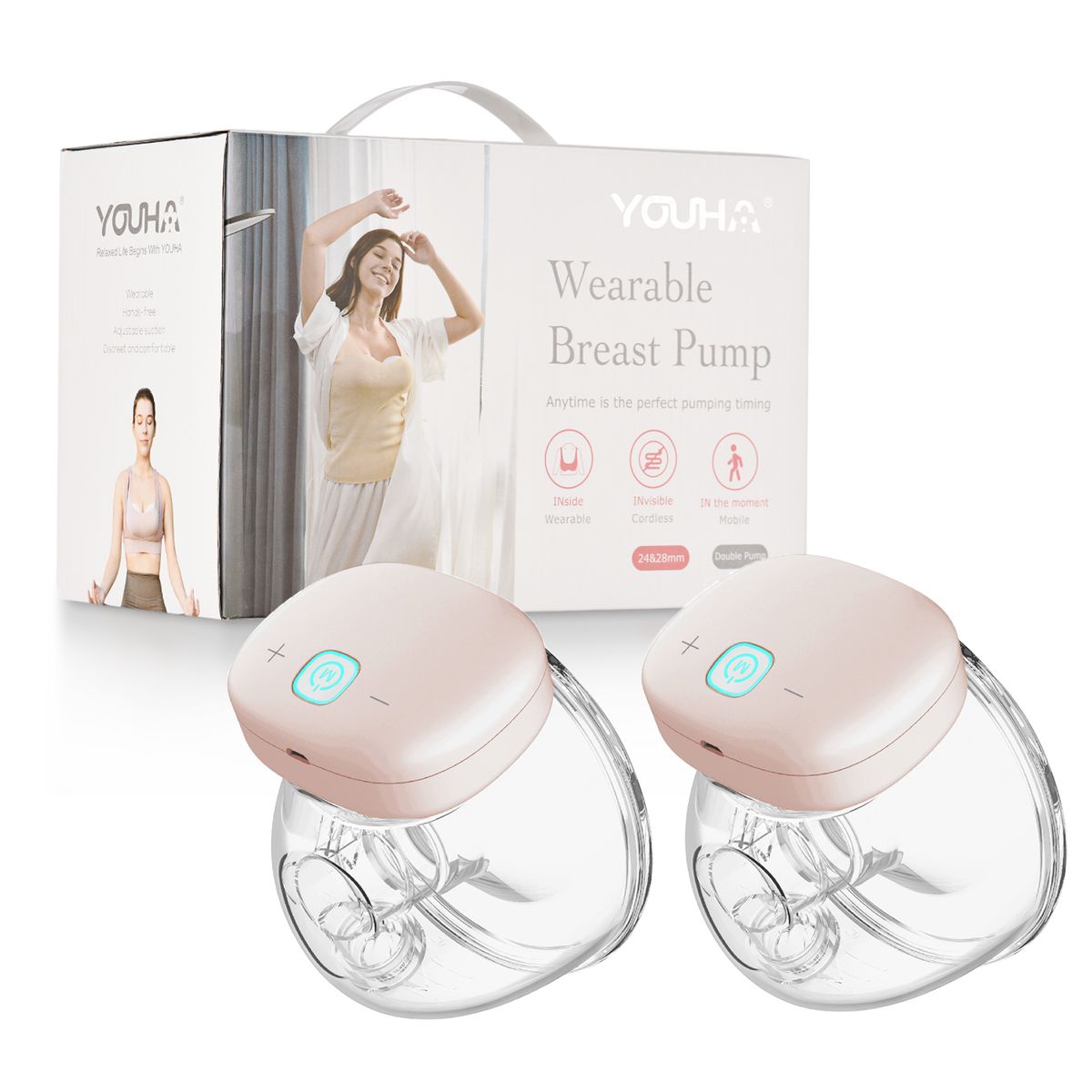 Wearable Electric Breast Pump With 28mm Flange,2pcs