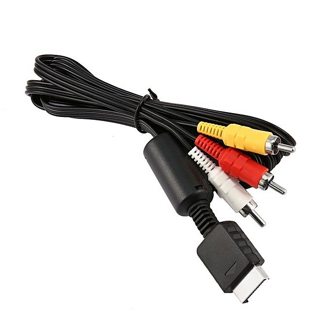 AV Cable For Ps1 , Ps2 , Ps3 , Sega Dream Cast NEW RCA Audio Video Composite TV Console 1.8M Black