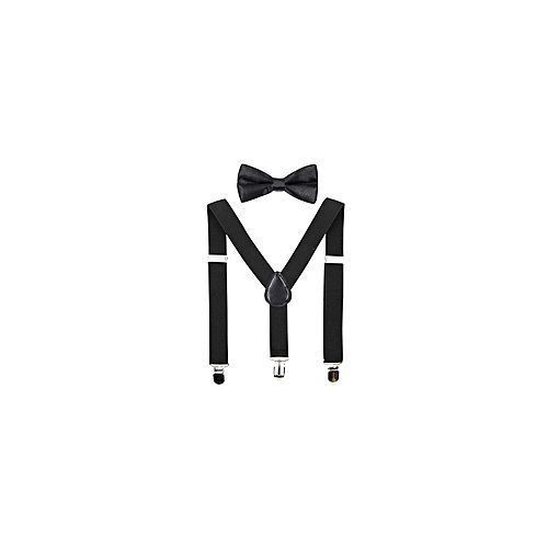 Men's Classy Suspenders Combine With Unique Bow Tie - Black