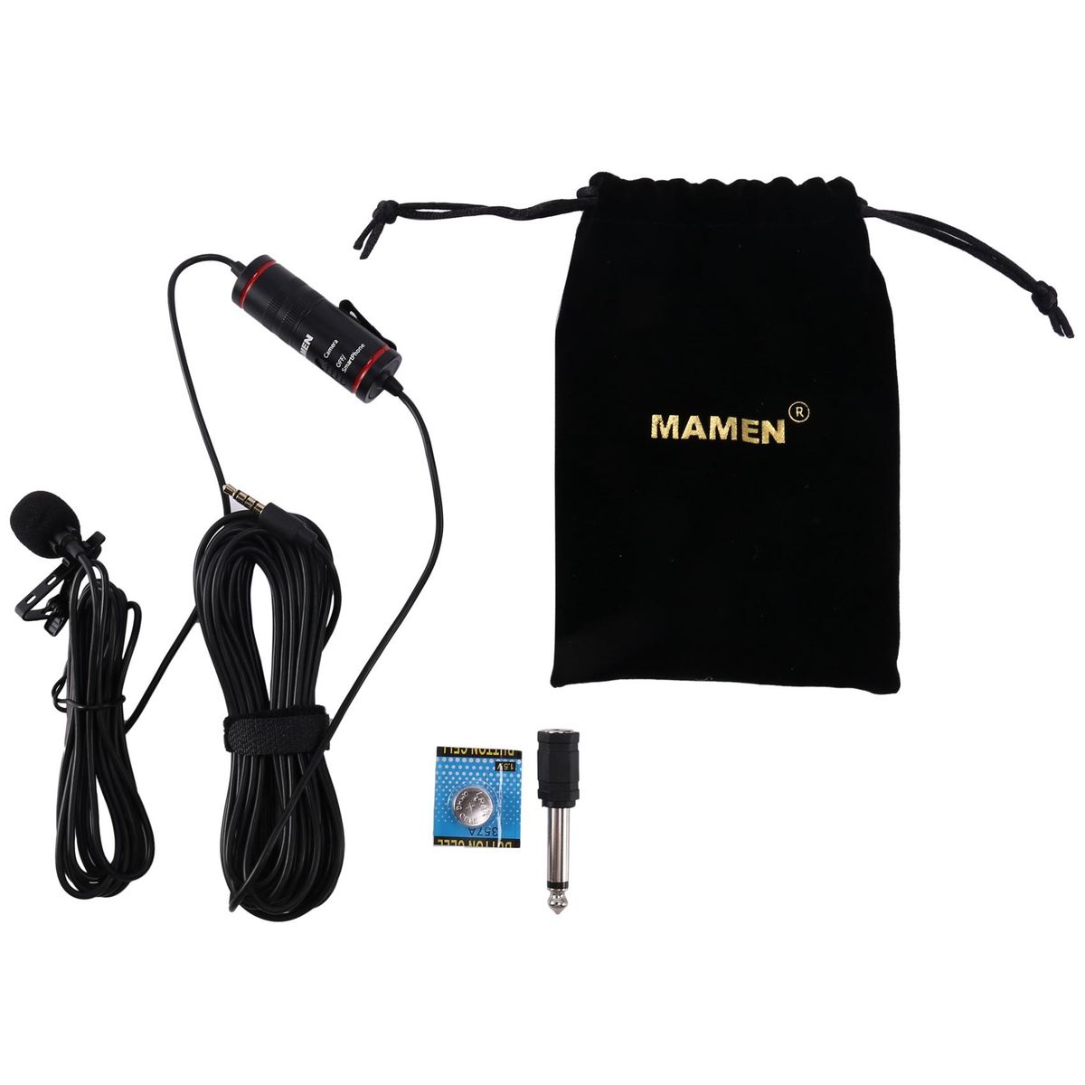 Mamen 3.5mm Audio Video Record Lavalier Clip Microphone for iPhone Android Mac Vlog Mic for DSLR Camera Camcorder Recorder