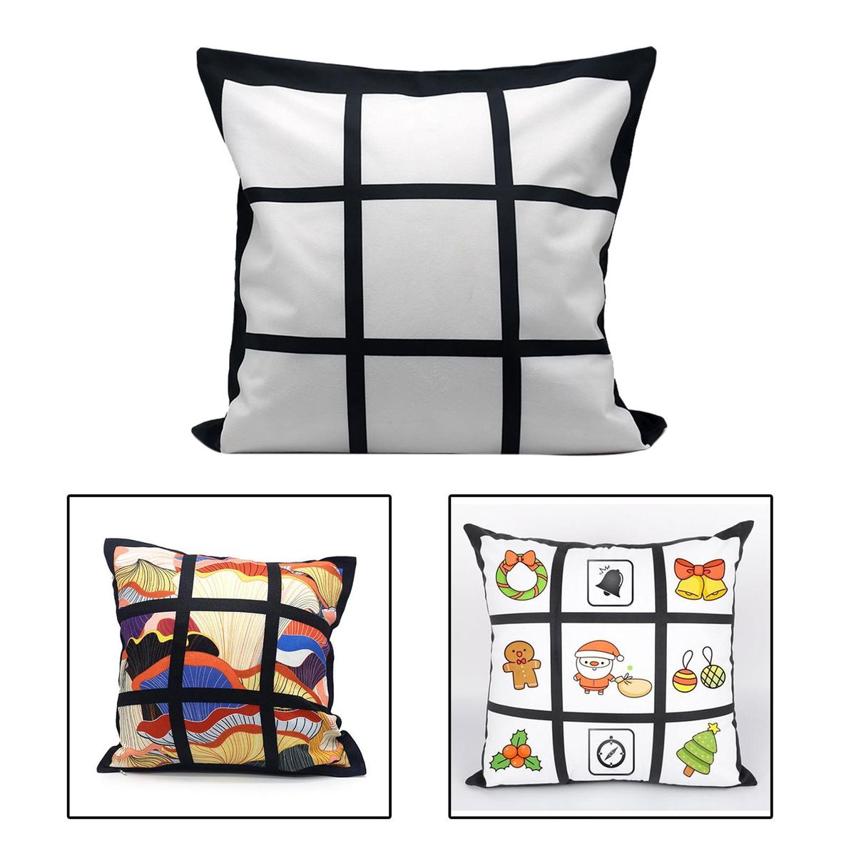 Sublimation Blank Panel Pillow Case 15.7x15.7inch  Decoration 9 Grids