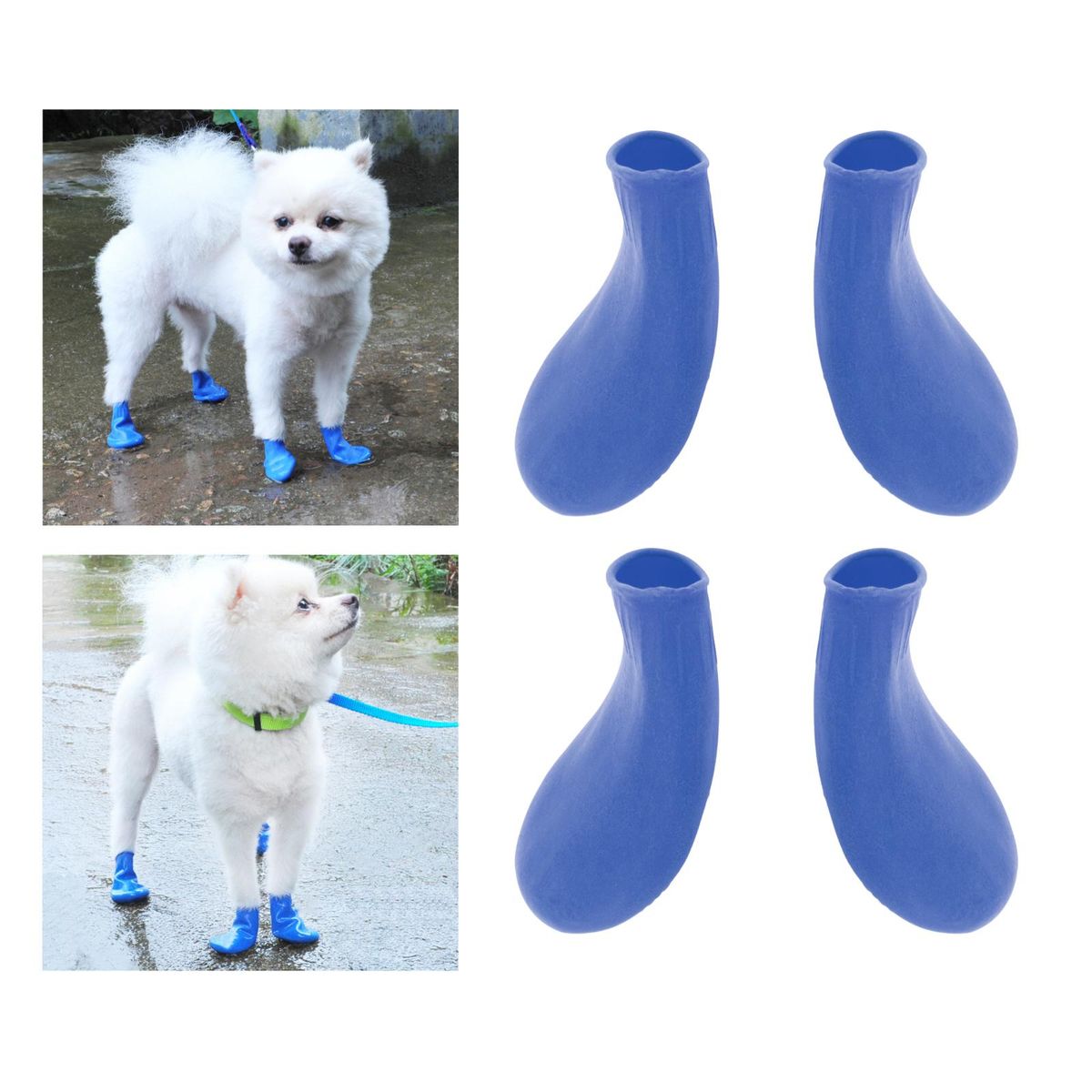 Pet Cat Dog Rain Snow Boots Socks Anti-slip Blue M