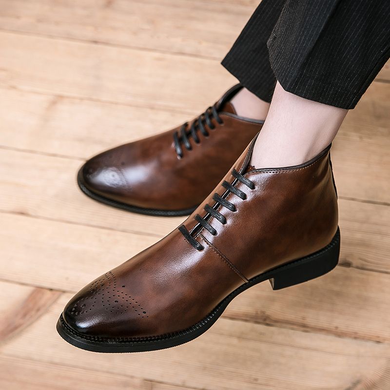 Elegant High-top Business Boots Men Oxford Shoes Big Size 38-48 Superior Quality Full Grain Leather Wedding Party Shoes Luxury Noble Boots Brown