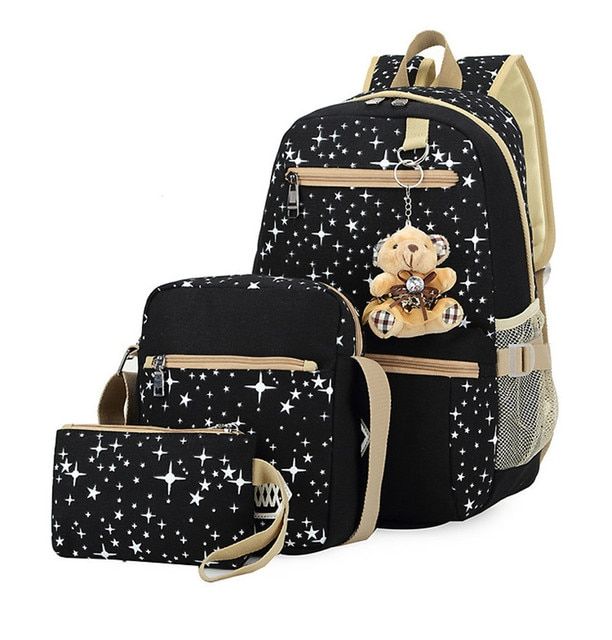 3pcs School Bags Backpack School Bags Girl Boy Travel Bag