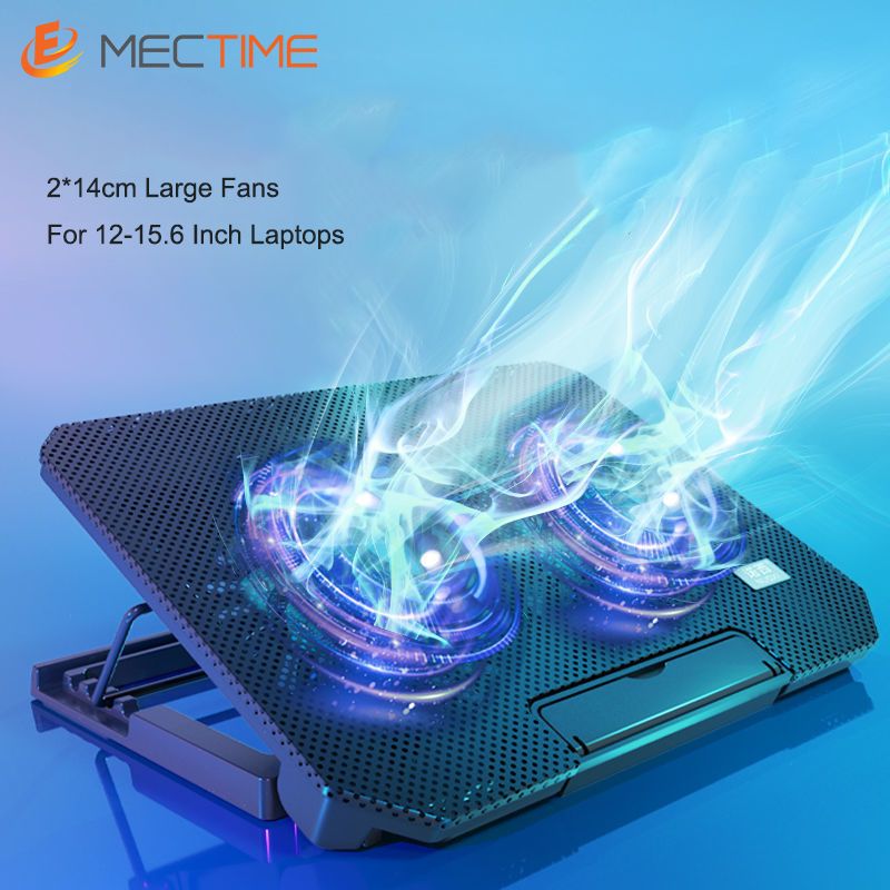 USB Laptop Fan Cooling Stand Pad Heights Adjustable -black