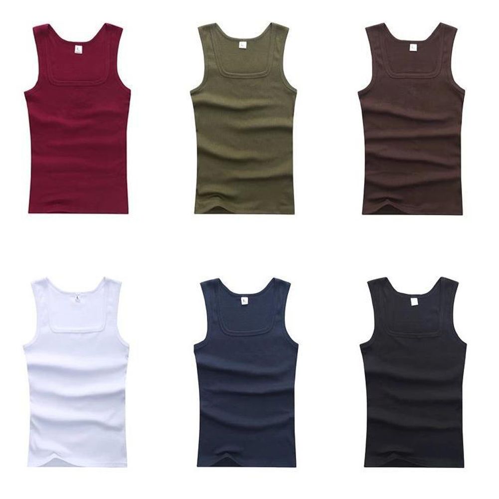 Summer Plus Size Men Clothing Tank Tops Black  Gray Singlets Sleeveless Fitness Men Vest Casual Bodybuilding Vest -Blue