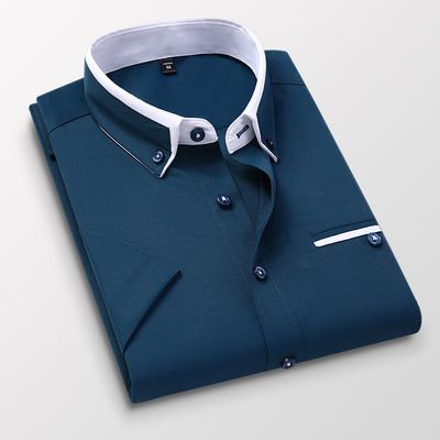 （Navy Blue）Brand Clothing Men's Business Office Dress Shirt/British Style Male
