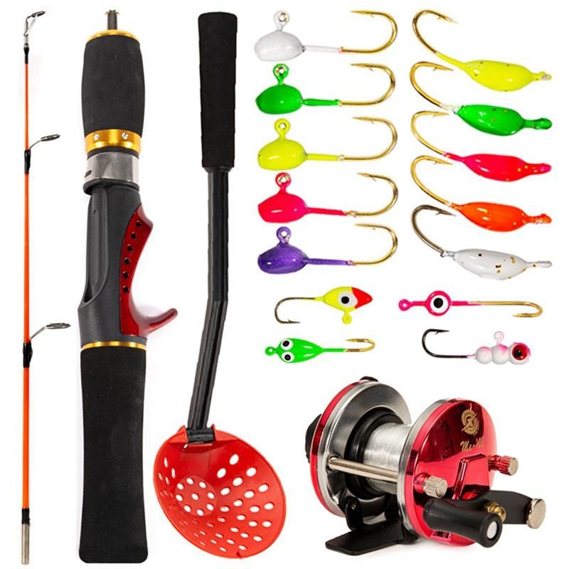 Outdoor Ice Fishing Rod Reel Combo Complete Kits with Backpa