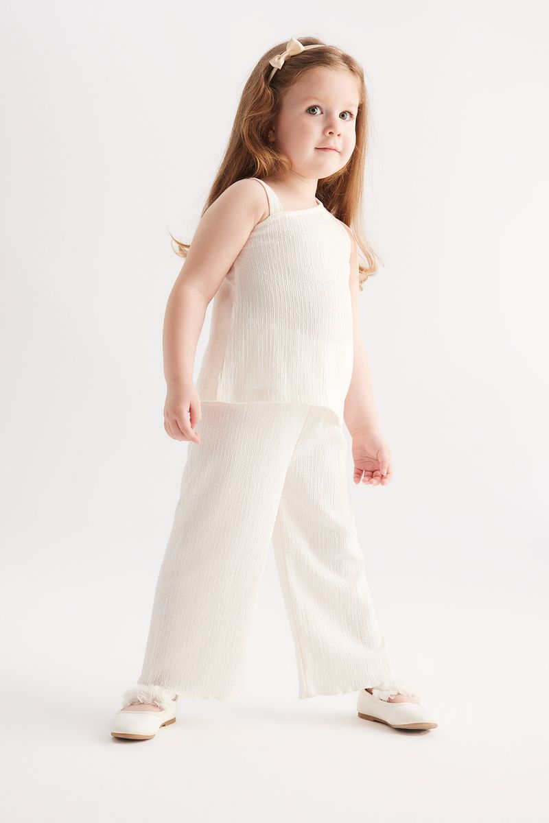 2 Piece BabyGirl Casual Regular Fit One Shoulder Strappy Knitted Set - Ecru
