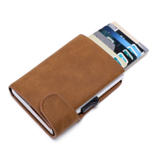 Leather Metal Aluminum Pop Up Card Holder