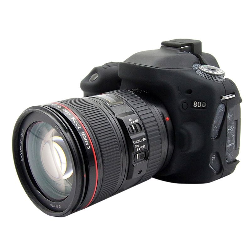 PULUZ Soft Silicone Protective Case For Canon EOS 80D(Black)