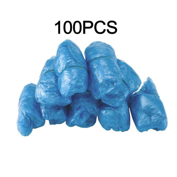 100P S Disposable Plasti  Shoe  Overs Rooms Outdoors Waterproof Rain-blue